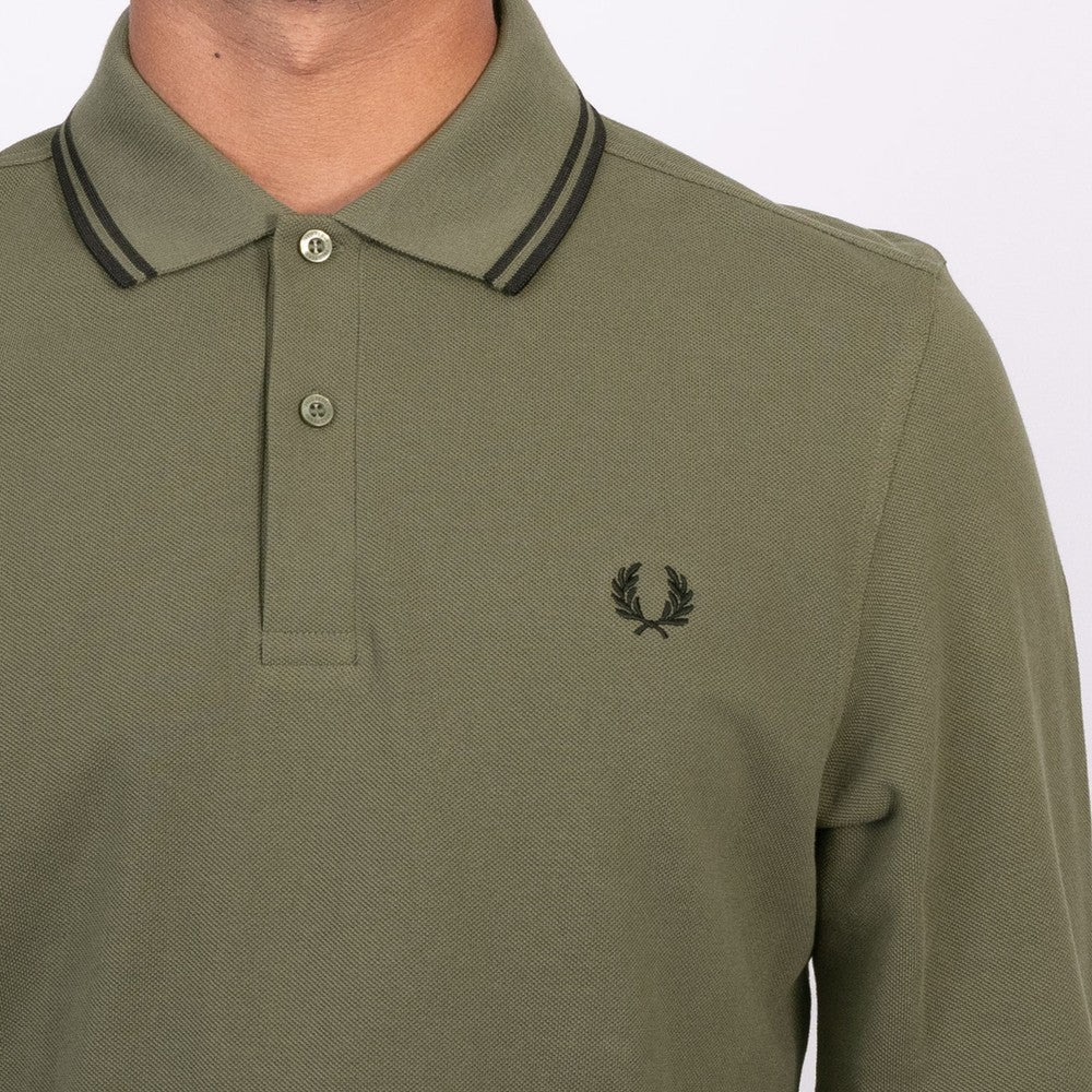 Fred Perry Long Sleeved Twin Tipped Polo Shirt (Laurel Wreath Green)