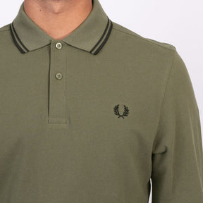 Fred Perry Long Sleeved Twin Tipped Polo Shirt (Laurel Wreath Green)