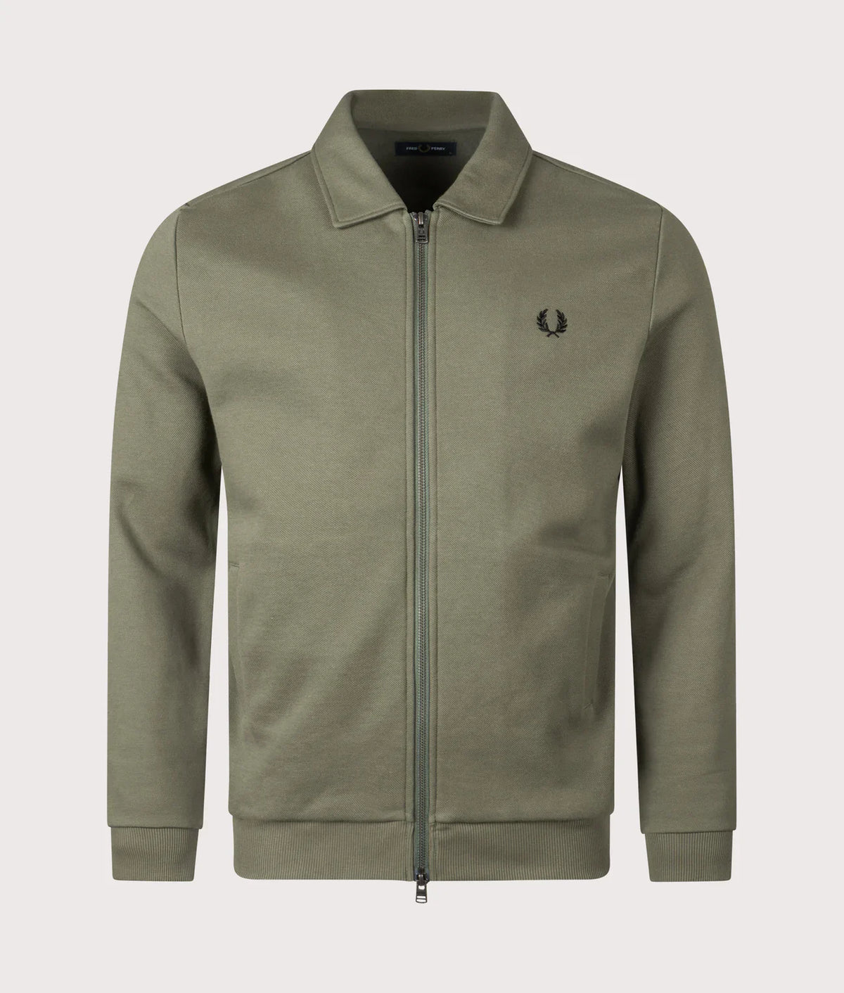 Fred Perry Zip Through Collared Sweatshirt (Laurel Wreath Green)