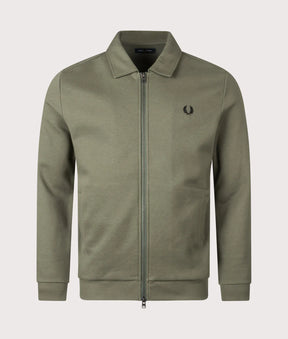 Fred Perry Zip Through Collared Sweatshirt (Laurel Wreath Green)