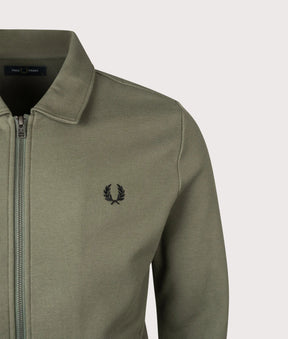 Fred Perry Zip Through Collared Sweatshirt (Laurel Wreath Green)