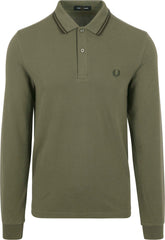 Fred Perry Long Sleeved Twin Tipped Polo Shirt (Laurel Wreath Green)