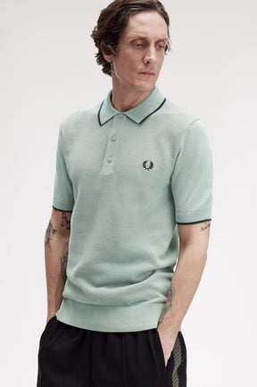 Fred Perry Pique Stitch Knitted Shirt (Bay Leaf)