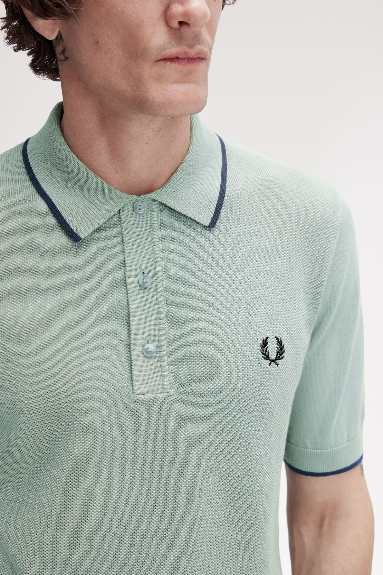 Fred Perry Pique Stitch Knitted Shirt (Bay Leaf)