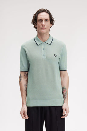 Fred Perry Pique Stitch Knitted Shirt (Bay Leaf)