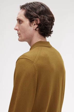 Fred Perry Classic Knitted Long Sleeved Shirt (Shaded Stone)