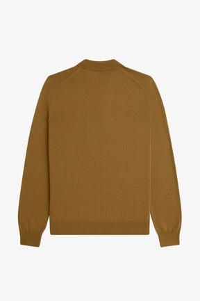 Fred Perry Classic Knitted Long Sleeved Shirt (Shaded Stone)