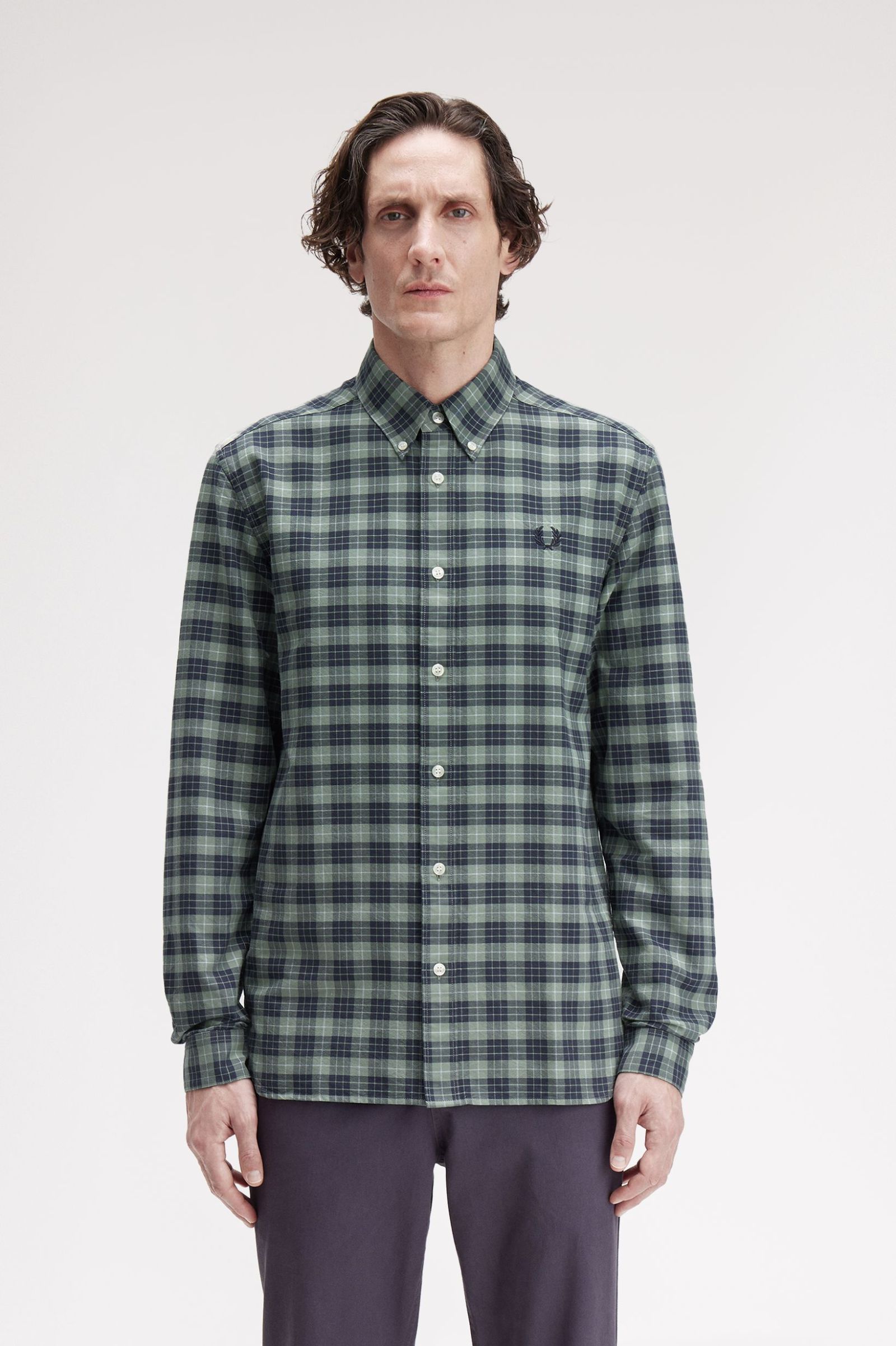 Fred Perry Tartan Oxford Shirt (Bay Leaf)