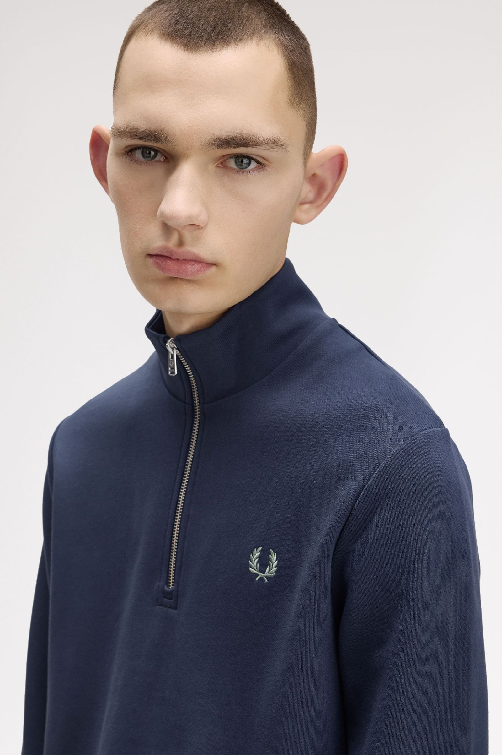 Fred Perry Half Zip Sweatshirt (Dark Airforce)