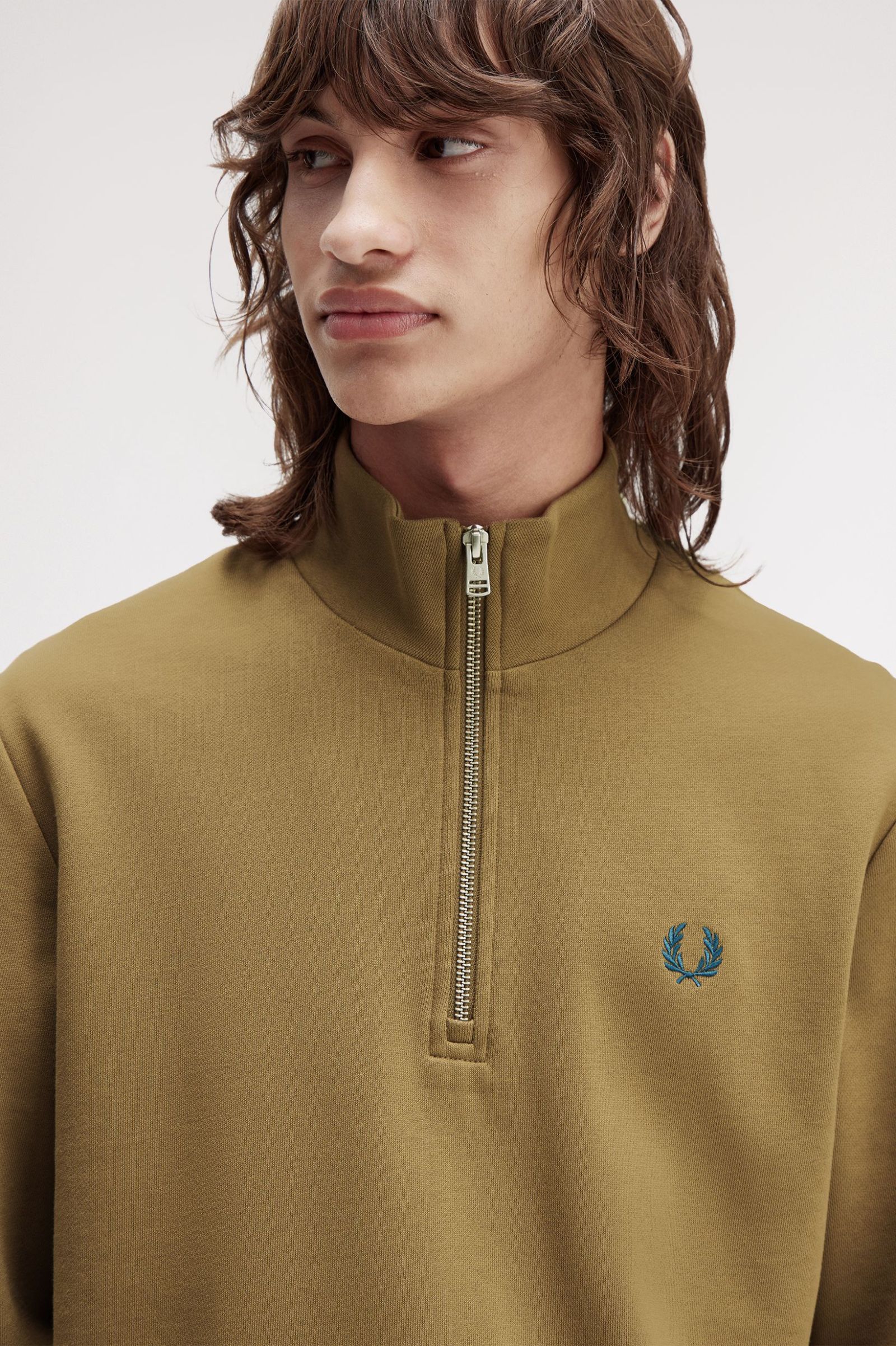 Fred Perry Half Zip Sweatshirt (Shaded Stone)