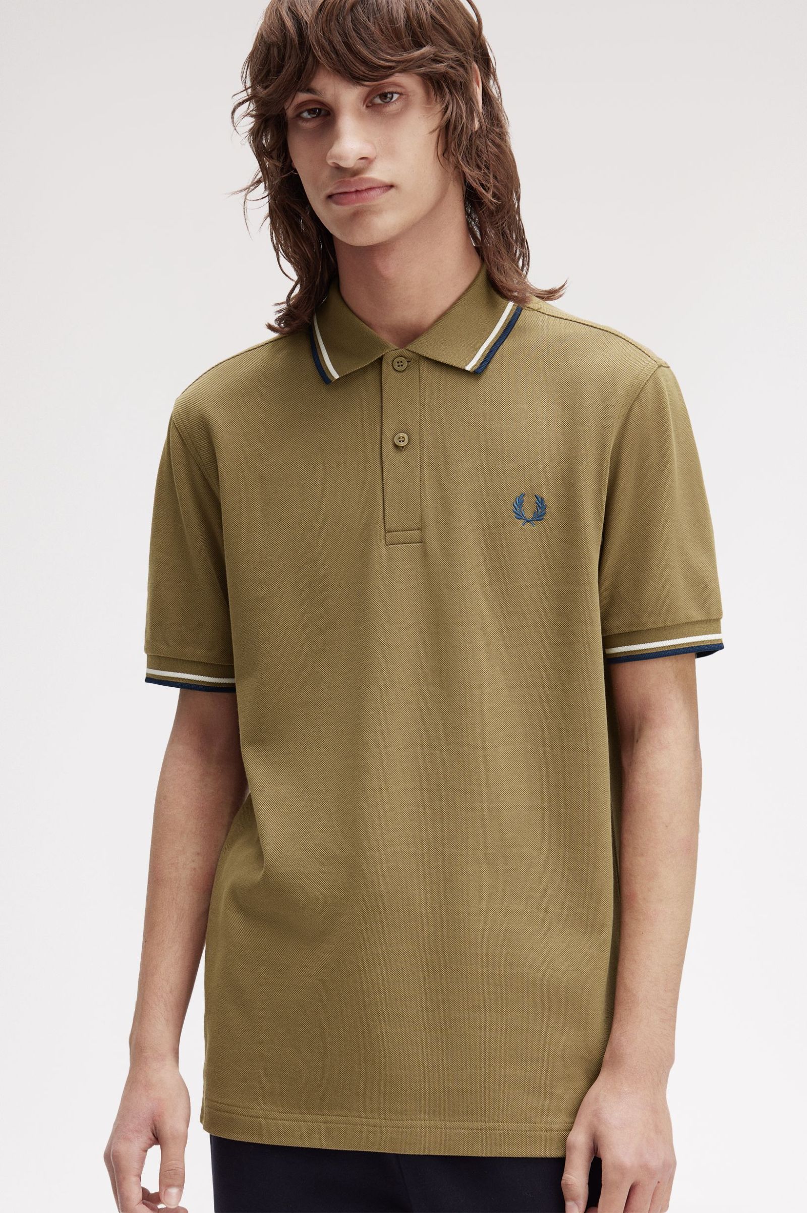 Fred Perry M3600 Twin Tipped Polo Shirt (Shaded Stone)