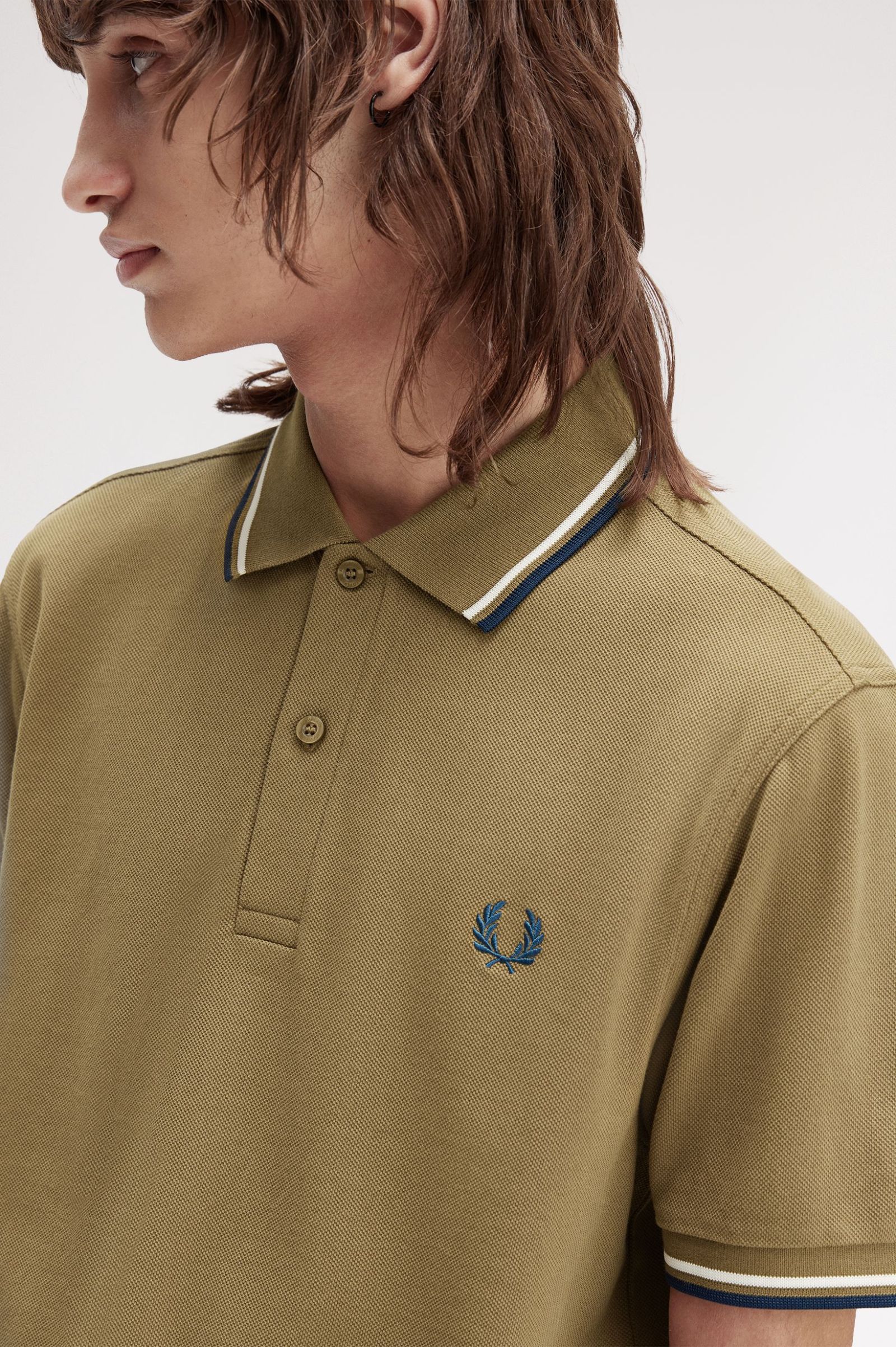 Fred Perry M3600 Twin Tipped Polo Shirt (Shaded Stone)