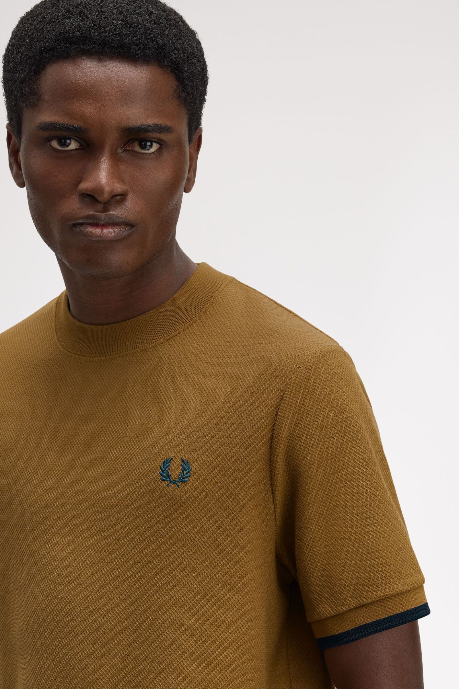 Fred Perry Tipped Cuff Pique Shirt (Shaded Stone)