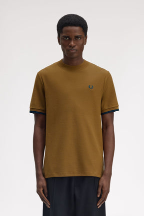 Fred Perry Tipped Cuff Pique Shirt (Shaded Stone)