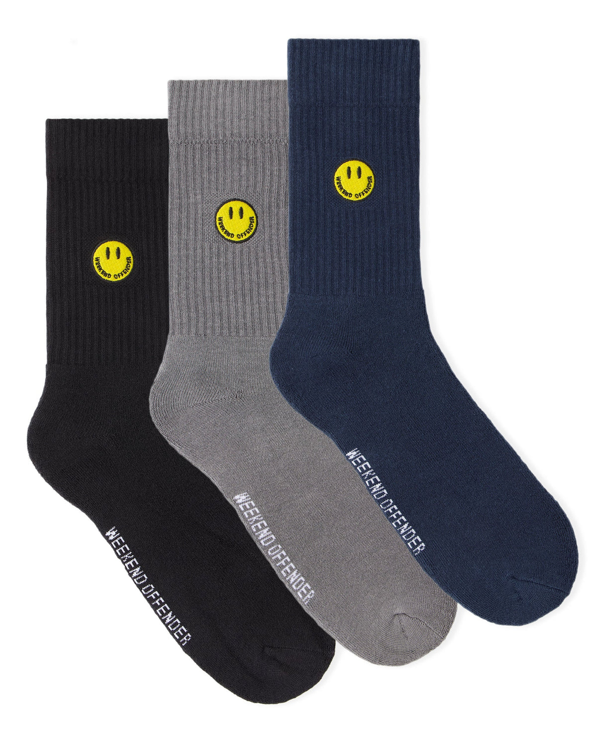 Weekend Offender Smiley Sports Socks (Navy/Black/Grey)