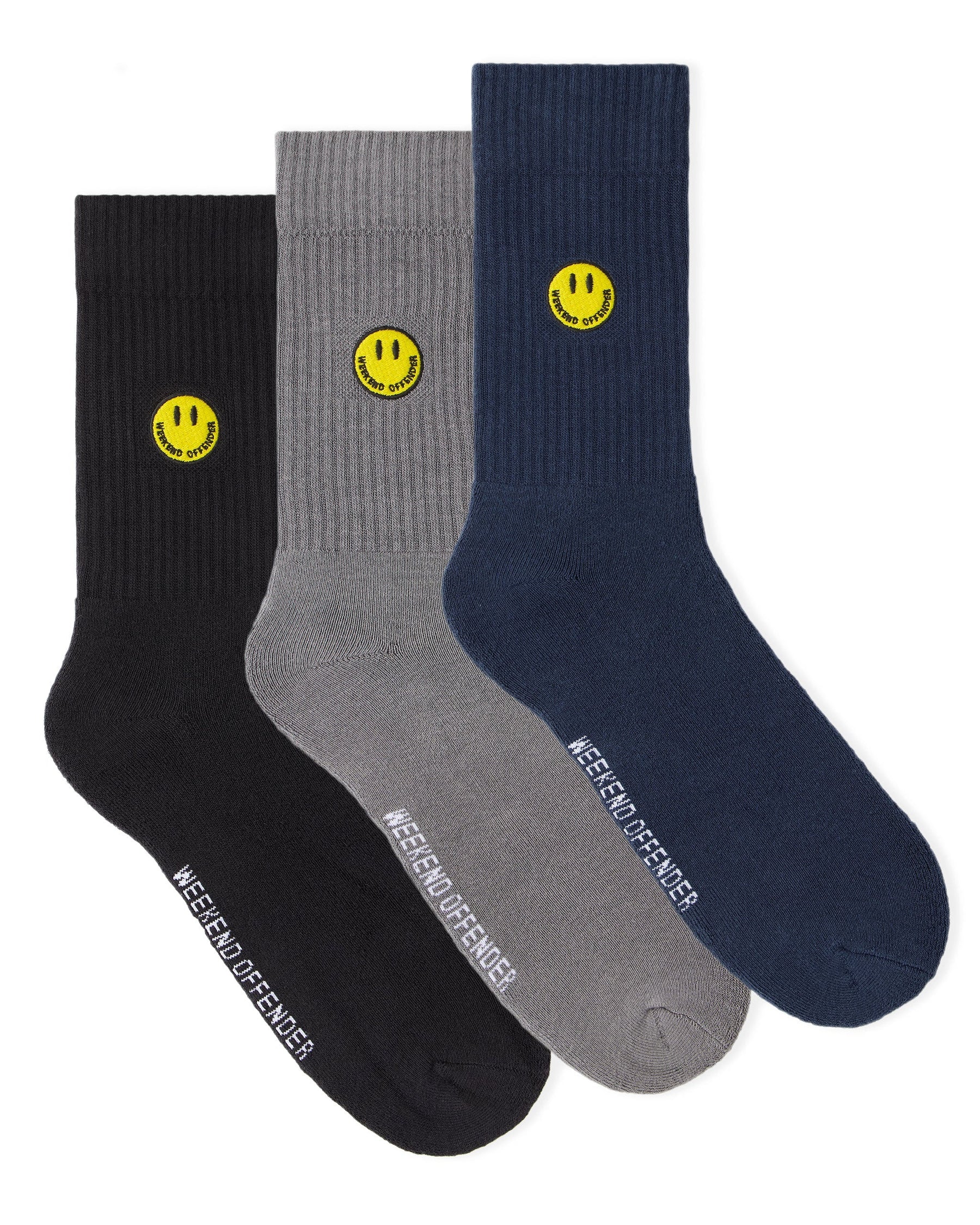 Weekend Offender Smiley Sports Socks (Navy/Black/Grey)