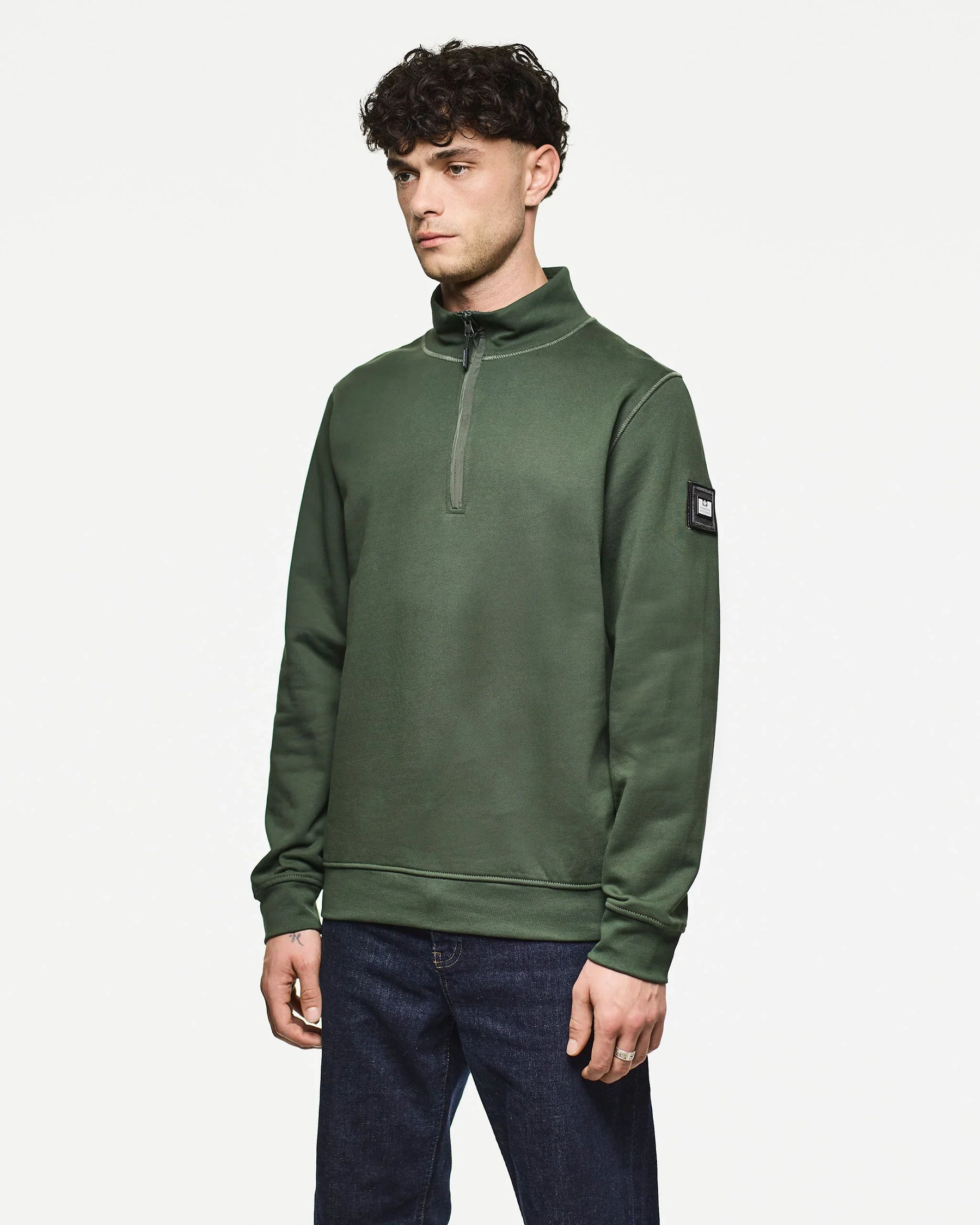 Weekend Offender Kraviz 1/4 Zip Sweatshirt (Black Forest Green)