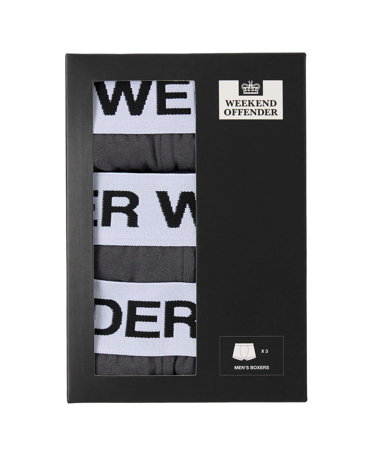 Weekend Offender Boxer Shorts Pack of 3 (Dark Charcoal)