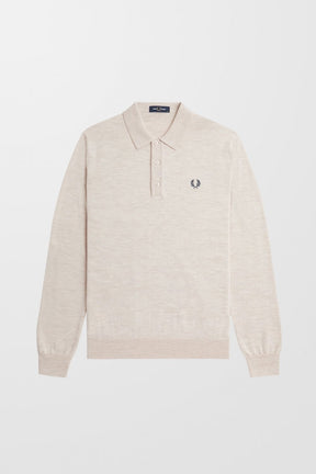 Fred Perry Classic Knitted Long Sleeved Shirt (Porridge Marl)
