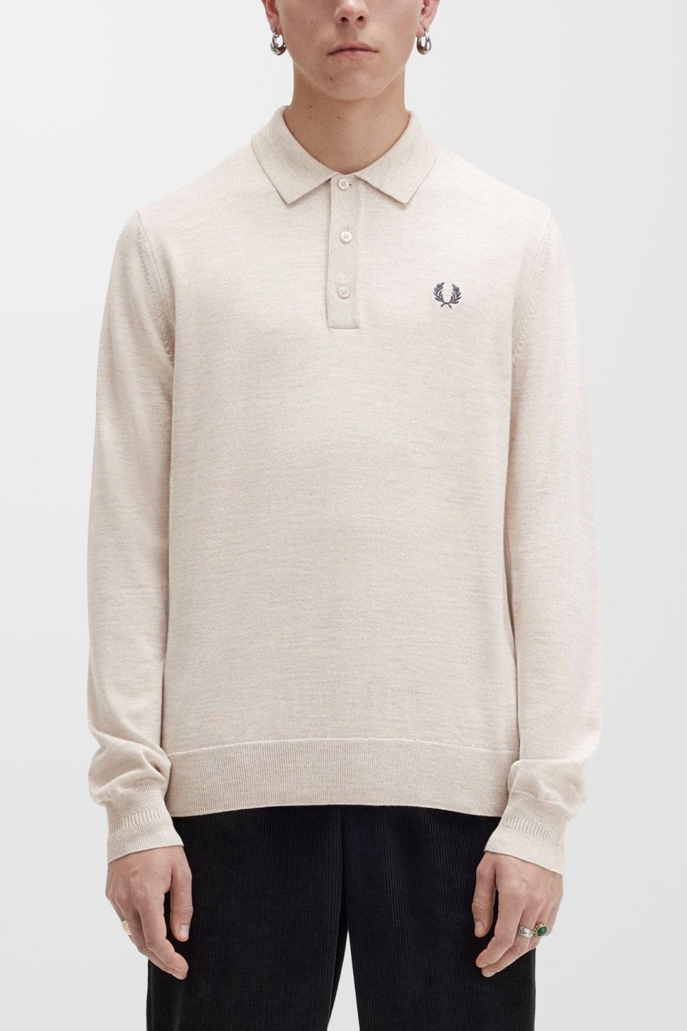 Fred Perry Classic Knitted Long Sleeved Shirt (Porridge Marl)