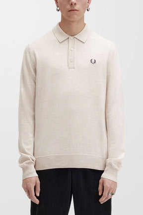 Fred Perry Classic Knitted Long Sleeved Shirt (Porridge Marl)