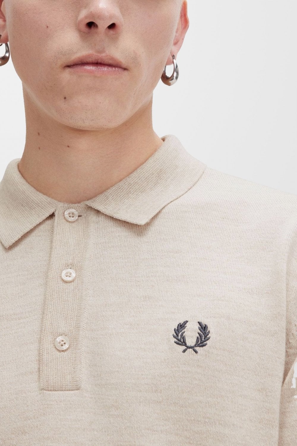 Fred Perry Classic Knitted Long Sleeved Shirt (Porridge Marl)