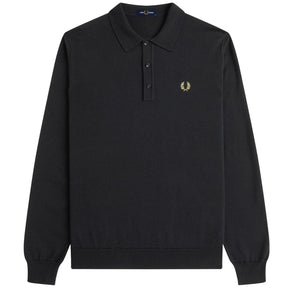 Fred Perry Classic Knitted Long Sleeved Shirt (Black)