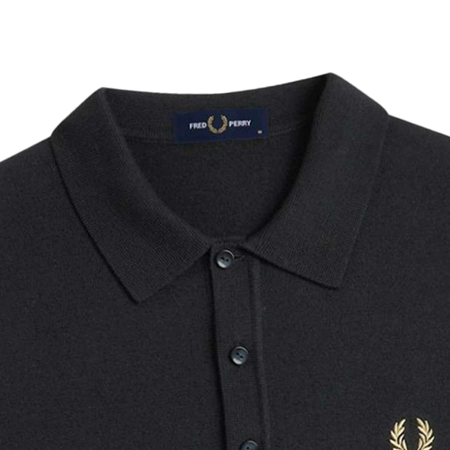 Fred Perry Classic Knitted Long Sleeved Shirt (Black)