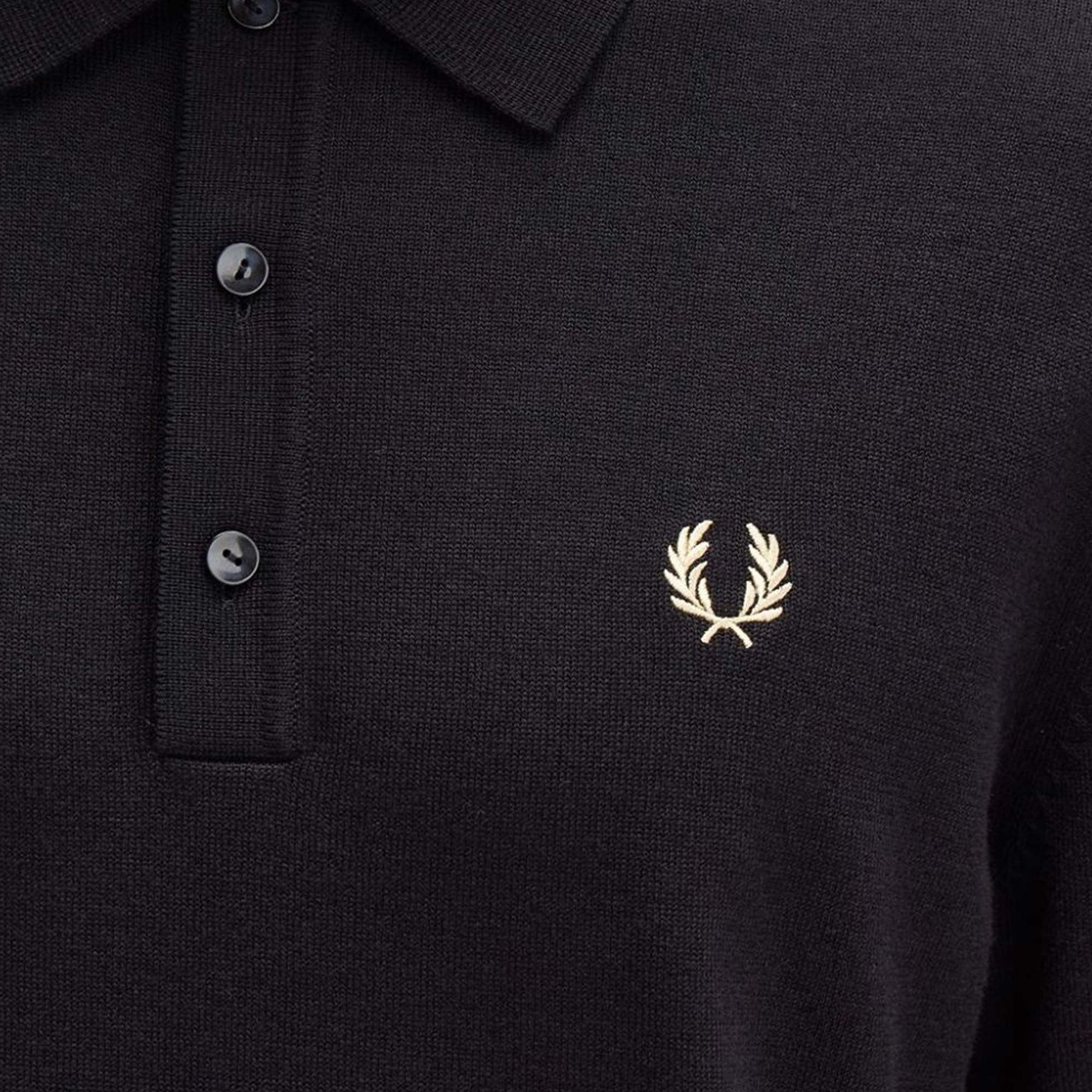 Fred Perry Classic Knitted Long Sleeved Shirt (Black)