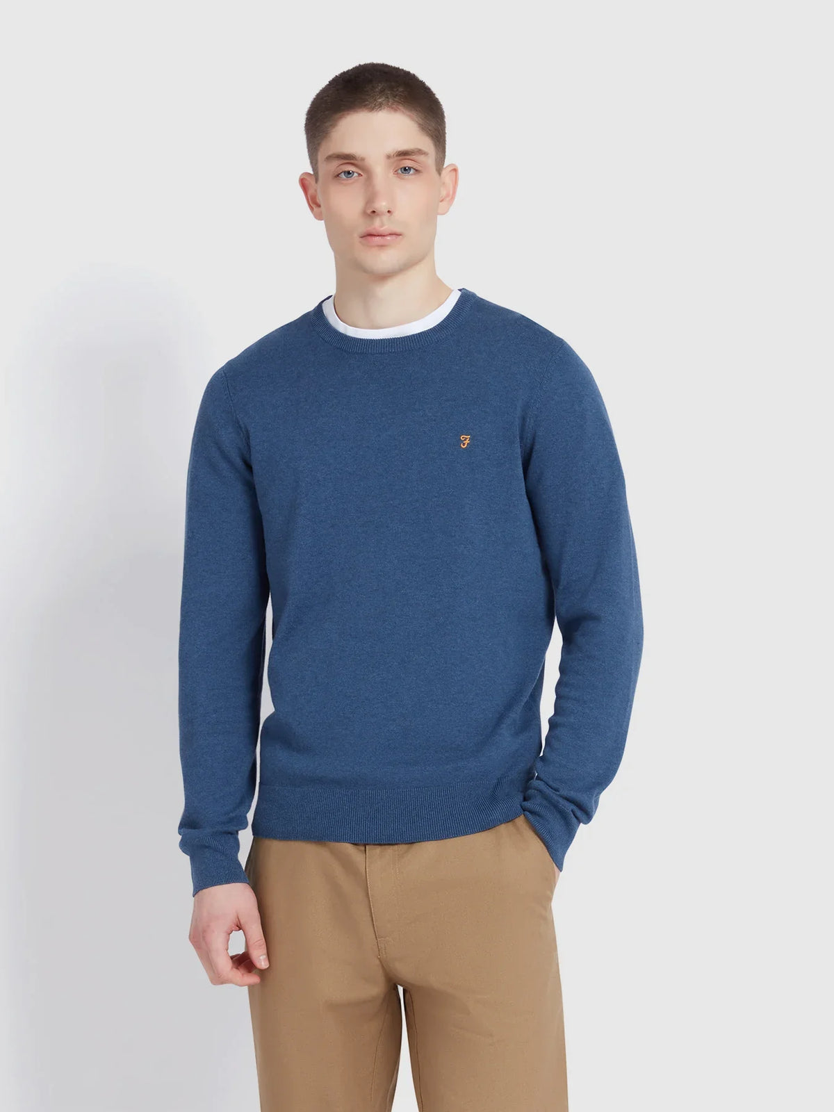 Farah Mullen Crew Neck Sweater (Cold Metal Marl)
