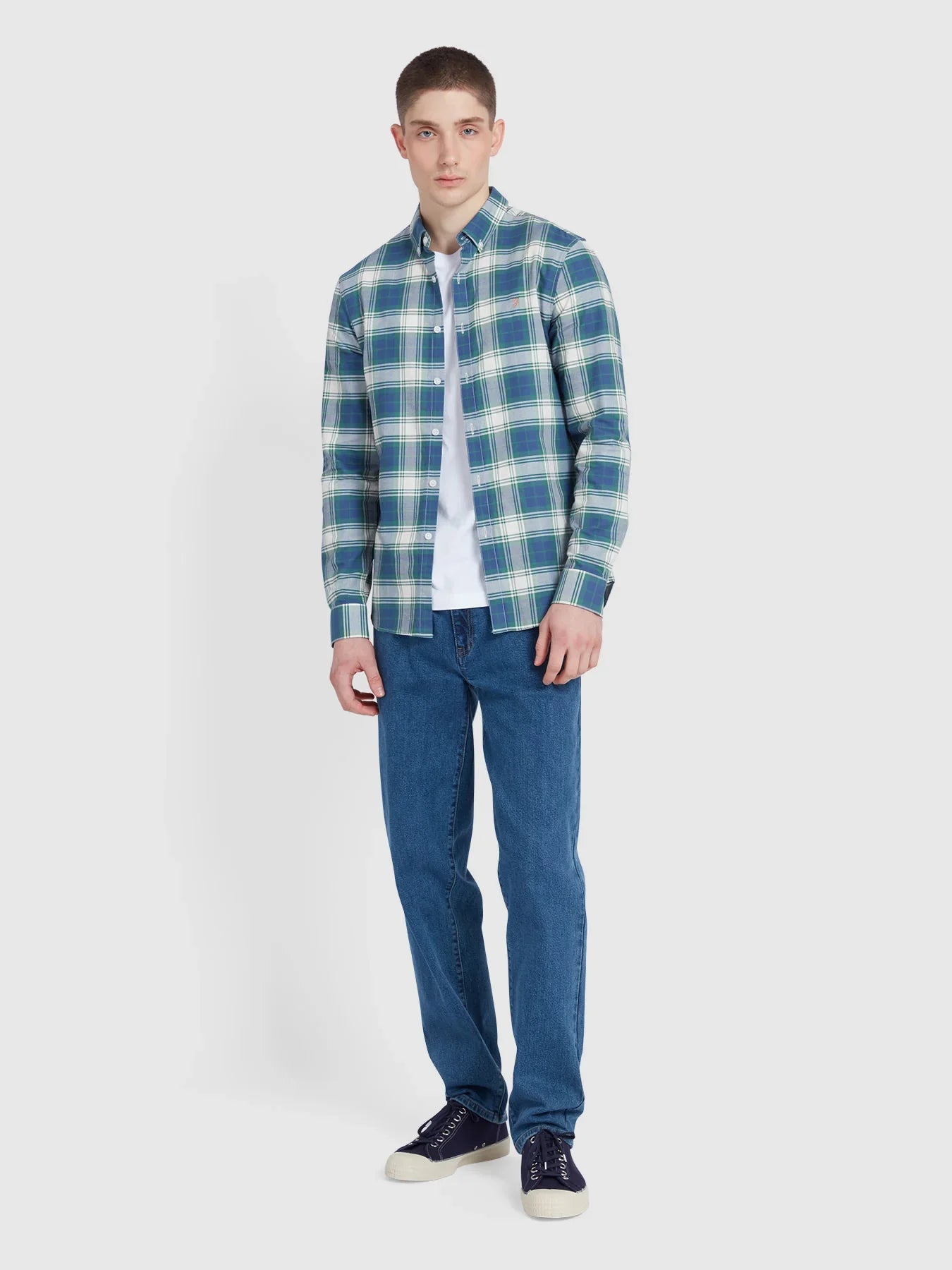 Farah Brewer Slim Fit Oxford Shirt (Cold Metal)